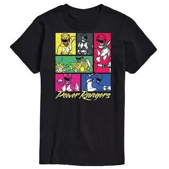Мужская футболка с рисунком Power Rangers Grid Licensed Character, черный