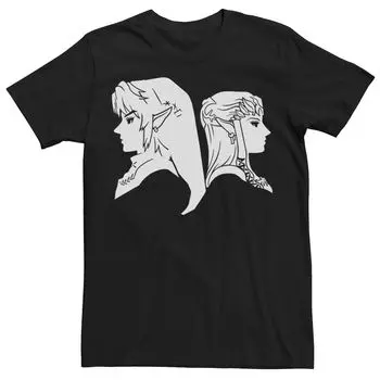 Мужская футболка с рисунком профиля Nintendo Zelda Link & Princess Licensed Character