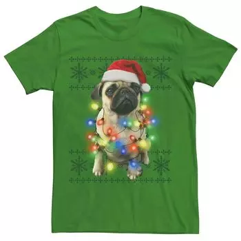Мужская футболка с рисунком Pug Lights Licensed Character
