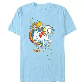 Мужская футболка с рисунком Rainbow Brite Riding Starlite Licensed Character, цвет Light Blue