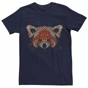 Мужская футболка с рисунком Red Panda Face Leaves Licensed Character, темно-синий