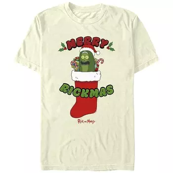 Мужская футболка с рисунком Rick And Morty Merry Rickmas Licensed Character, цвет Natural