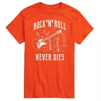 Мужская футболка с рисунком Rock N Roll Never Dies Licensed Character, оранжевый