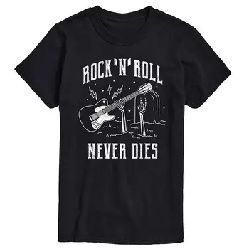 Мужская футболка с рисунком Rock N Roll Never Dies Licensed Character, черный