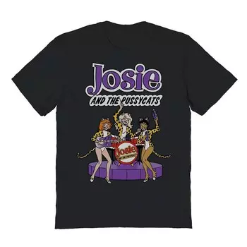 Мужская футболка с рисунком рок-группы Josie And The Pussy Cats Licensed Character, черный