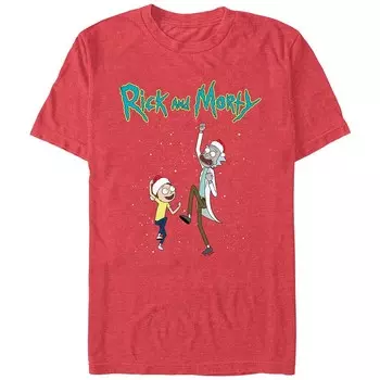 Мужская футболка с рисунком «Рождественский танец Рик и Морти» Licensed Character, цвет Red Heather
