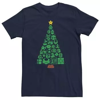 Мужская футболка с рисунком рождественской елки Nintendo Super Mario Item Licensed Character
