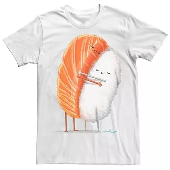 Мужская футболка с рисунком Sake Salmon Sushi Hug Licensed Character, белый