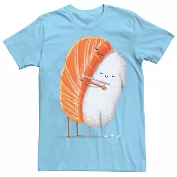 Мужская футболка с рисунком Sake Salmon Sushi Hug Licensed Character, цвет Light Blue