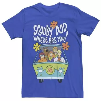 Мужская футболка с рисунком Scooby-Doo Where Are You Road Trip Licensed Character, цвет Royal