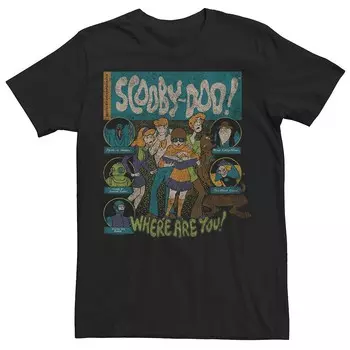 Мужская футболка с рисунком Scooby-Doo, Where Are You Monsters Stamps Licensed Character, черный