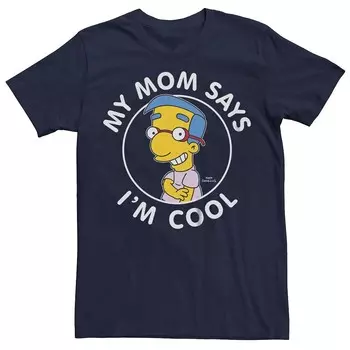 Мужская футболка с рисунком Simpsons Milhouse Badge Licensed Character, темно-синий