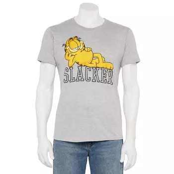 Мужская футболка с рисунком Slacker Garfield Licensed Character, цвет Gray Heather