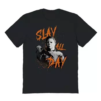 Мужская футболка с рисунком Slay All Day Halloween Licensed Character, черный