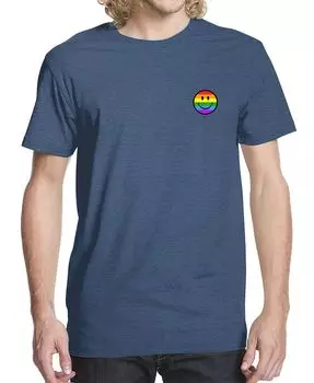 Мужская футболка с рисунком смайлика и радуги Buzz Shirts, синий