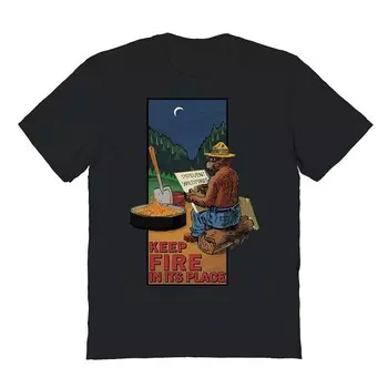 Мужская футболка с рисунком Smokey Bear Keep Fire In It It Place Licensed Character, черный