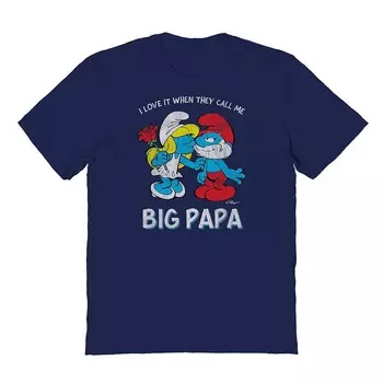 Мужская футболка с рисунком Smurfs Big Papa Licensed Character, темно-синий