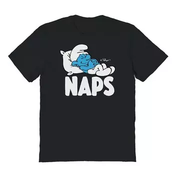 Мужская футболка с рисунком Smurfs Naps 2 Licensed Character, черный