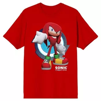 Мужская футболка с рисунком Sonic Frontiers Videogame Knuckles Licensed Character, красный
