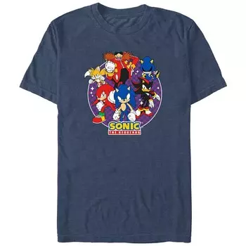 Мужская футболка с рисунком Sonic The Hedgehog Ready For Action Licensed Character, цвет Navy Heather