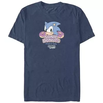 Мужская футболка с рисунком Sonic The Hedgehog Sonic Donuts Licensed Character, цвет Navy Heather