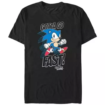 Мужская футболка с рисунком Sonic The Hedgehog Strike A Pose Licensed Character, черный