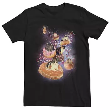 Мужская футболка с рисунком Space Cat Donut Race Licensed Character, черный