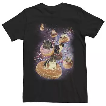Мужская футболка с рисунком Space Donut Cats Flight Licensed Character