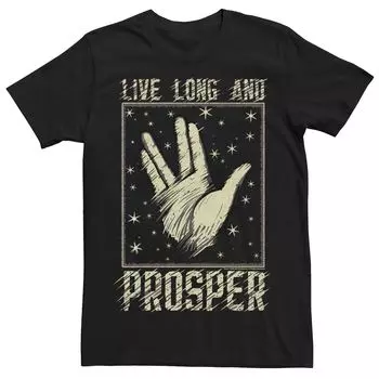 Мужская футболка с рисунком Star Trek: The Original Series Live Long and Prosper Licensed Character