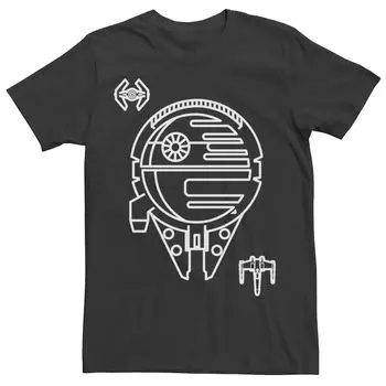 Мужская футболка с рисунком Star Wars Millennium Falcon Tie Fighter X-Wing Licensed Character