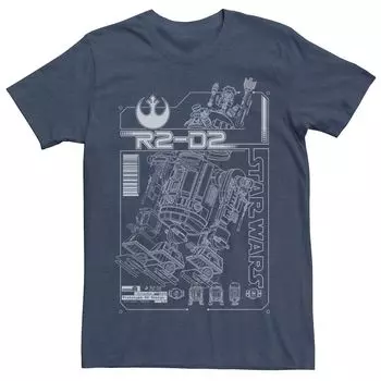 Мужская футболка с рисунком Star Wars R2-D2 Schematics Breakdown Licensed Character