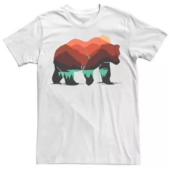 Мужская футболка с рисунком Stay Wild Bear Forest Landscape Licensed Character, белый