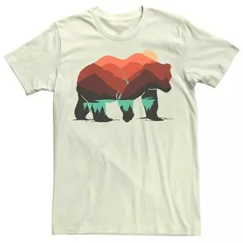 Мужская футболка с рисунком Stay Wild Bear Forest Landscape Licensed Character, цвет Natural