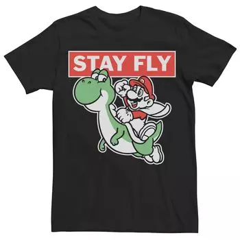 Мужская футболка с рисунком Super Mario Bros Yoshi Stay Fly Licensed Character