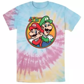 Мужская футболка с рисунком тай-дай и значком Nintendo Super Mario And Luigi Licensed Character