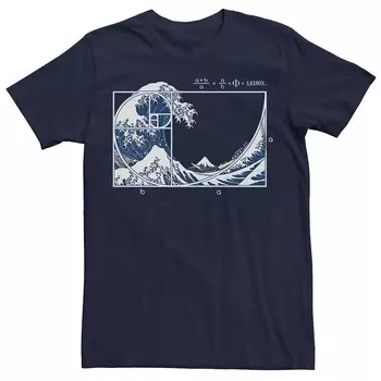 Мужская футболка с рисунком The Great Fibonacci Wave Licensed Character, темно-синий
