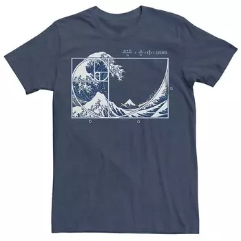 Мужская футболка с рисунком The Great Fibonacci Wave Licensed Character, цвет Navy Heather