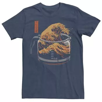 Мужская футболка с рисунком The Great Wave Of Coffee Pot Licensed Character, цвет Navy Heather