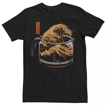 Мужская футболка с рисунком The Great Wave Of Coffee Pot Licensed Character, черный