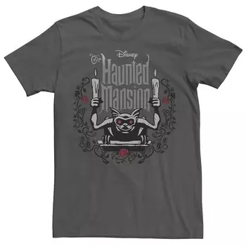 Мужская футболка с рисунком The Haunted Mansion Gargoyle Candles Roses Licensed Character, цвет Charcoal
