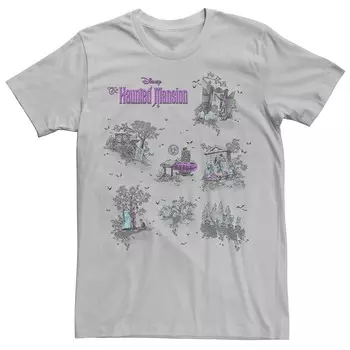 Мужская футболка с рисунком The Haunted Mansion Map Licensed Character, цвет Athletic Heather