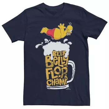 Мужская футболка с рисунком The Simpsons Homer Beer Belly Champ Licensed Character, темно-синий