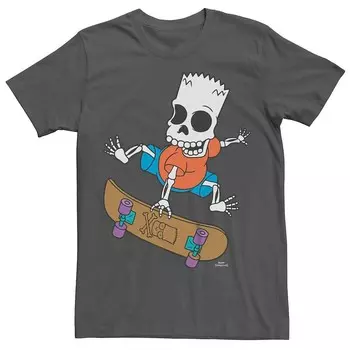 Мужская футболка с рисунком The Simpsons Skeleton Bart Skating Licensed Character, цвет Charcoal