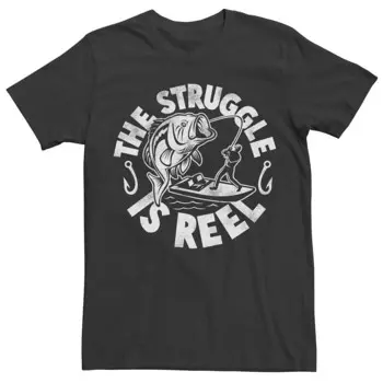 Мужская футболка с рисунком The Struggle Is Reel Fishing Humor Licensed Character, черный