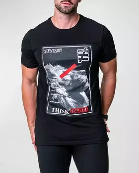 Мужская футболка с рисунком Think Lion Maceoo, цвет Black