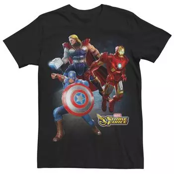 Мужская футболка с рисунком «Тор, Железный человек и Капитан Америка» Marvel Strike Force Licensed Character
