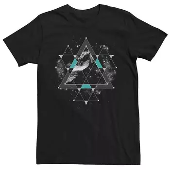 Мужская футболка с рисунком треугольников Time & Space Licensed Character, черный