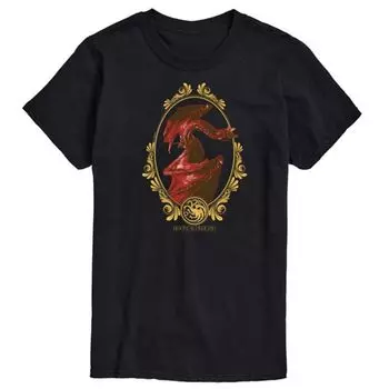 Мужская футболка с рисунком трёх драконов от House of Dragon Licensed Character, черный