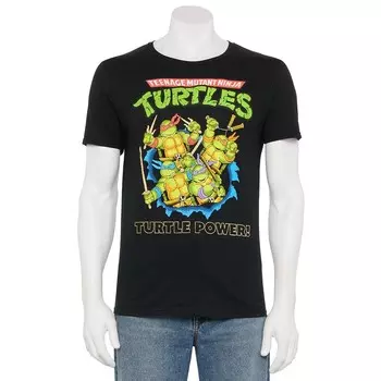 Мужская футболка с рисунком Turtle Quartet Licensed Character, черный