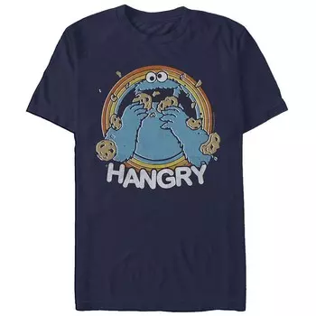 Мужская футболка с рисунком «Улица Сезам Cookie Monster Hangry» Licensed Character, темно-синий